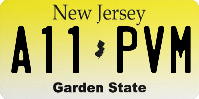 NJ license plate A11PVM