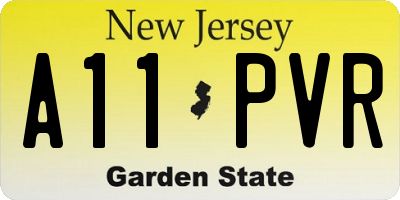 NJ license plate A11PVR