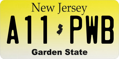 NJ license plate A11PWB