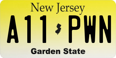 NJ license plate A11PWN