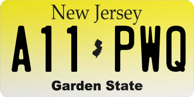 NJ license plate A11PWQ