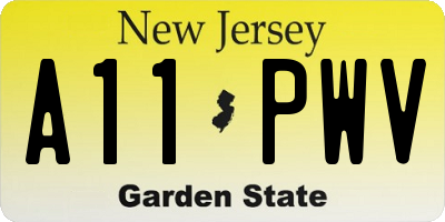 NJ license plate A11PWV