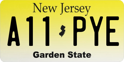 NJ license plate A11PYE