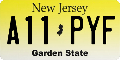 NJ license plate A11PYF