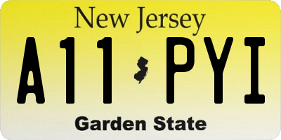 NJ license plate A11PYI