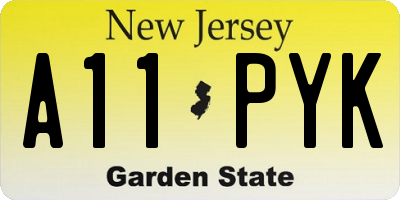 NJ license plate A11PYK