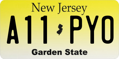 NJ license plate A11PYO