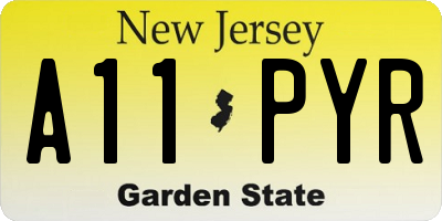 NJ license plate A11PYR