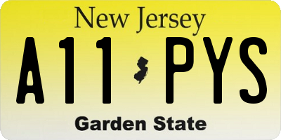 NJ license plate A11PYS