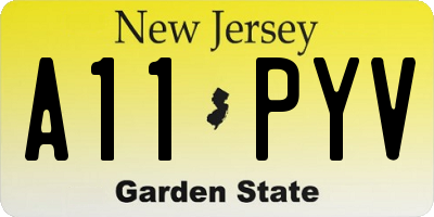NJ license plate A11PYV
