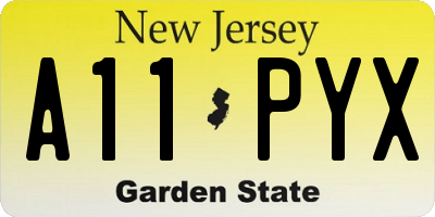 NJ license plate A11PYX