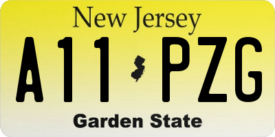 NJ license plate A11PZG