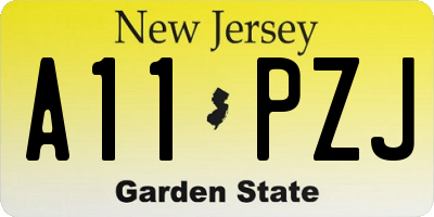NJ license plate A11PZJ