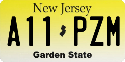 NJ license plate A11PZM