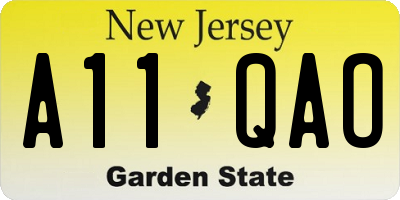 NJ license plate A11QAO
