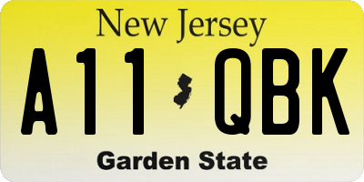 NJ license plate A11QBK