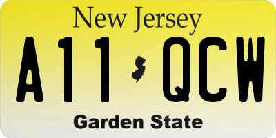 NJ license plate A11QCW