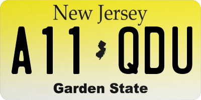 NJ license plate A11QDU