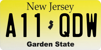 NJ license plate A11QDW