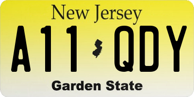 NJ license plate A11QDY