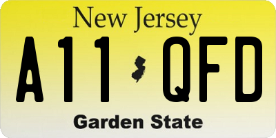 NJ license plate A11QFD