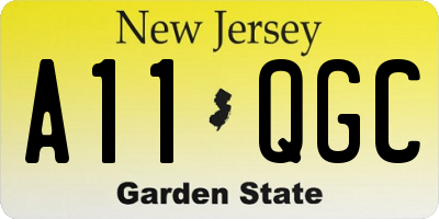 NJ license plate A11QGC