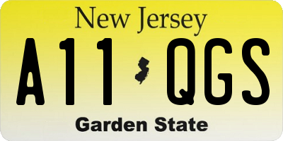 NJ license plate A11QGS