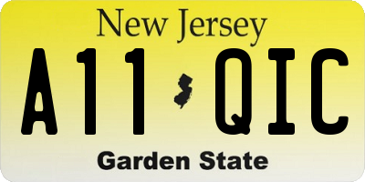 NJ license plate A11QIC