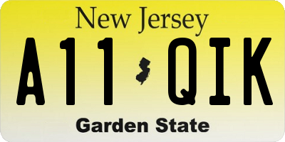 NJ license plate A11QIK