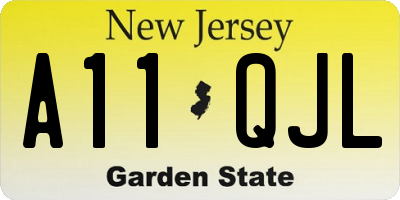 NJ license plate A11QJL