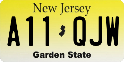 NJ license plate A11QJW