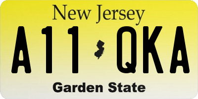 NJ license plate A11QKA