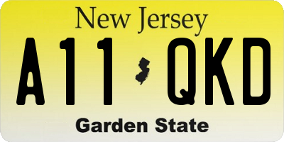 NJ license plate A11QKD