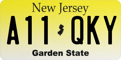 NJ license plate A11QKY