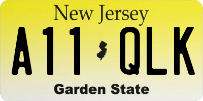NJ license plate A11QLK