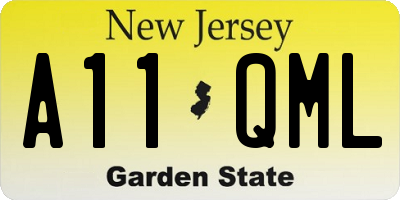 NJ license plate A11QML