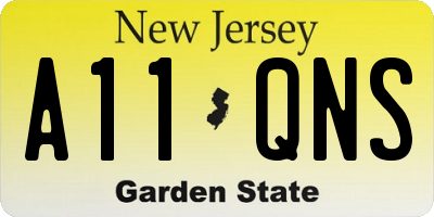 NJ license plate A11QNS