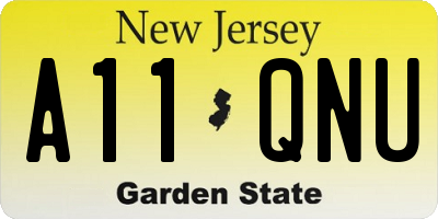 NJ license plate A11QNU