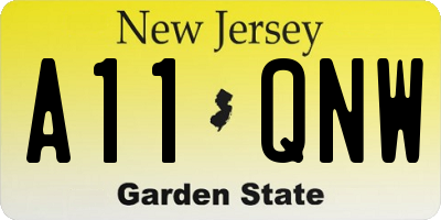 NJ license plate A11QNW