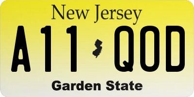 NJ license plate A11QOD