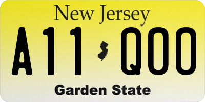 NJ license plate A11QOO