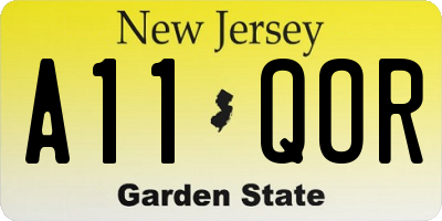 NJ license plate A11QOR