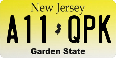 NJ license plate A11QPK