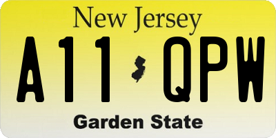 NJ license plate A11QPW