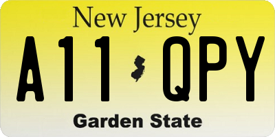 NJ license plate A11QPY