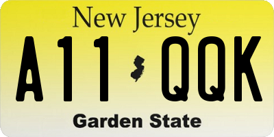 NJ license plate A11QQK