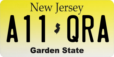 NJ license plate A11QRA