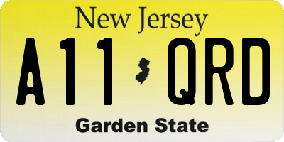 NJ license plate A11QRD