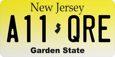 NJ license plate A11QRE