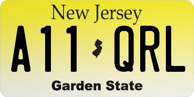 NJ license plate A11QRL